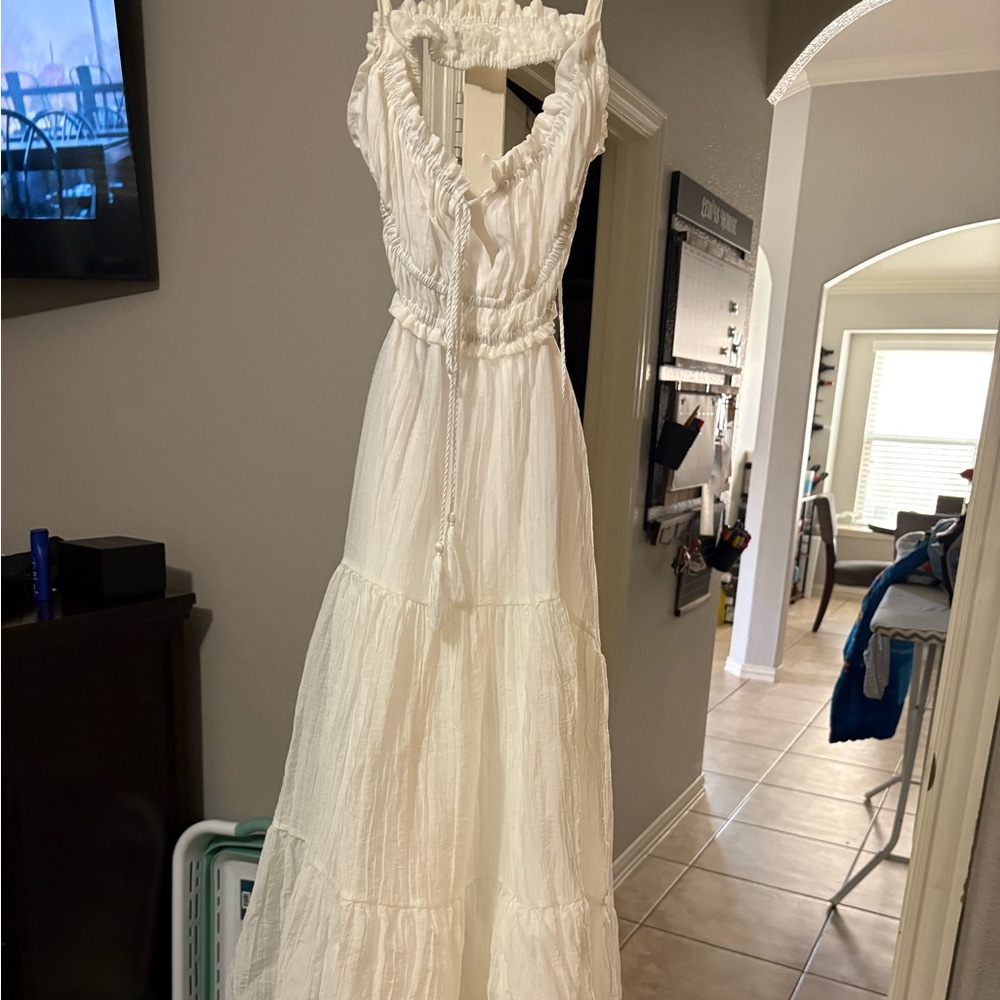 White Maxi Dress with Ruffle Straps